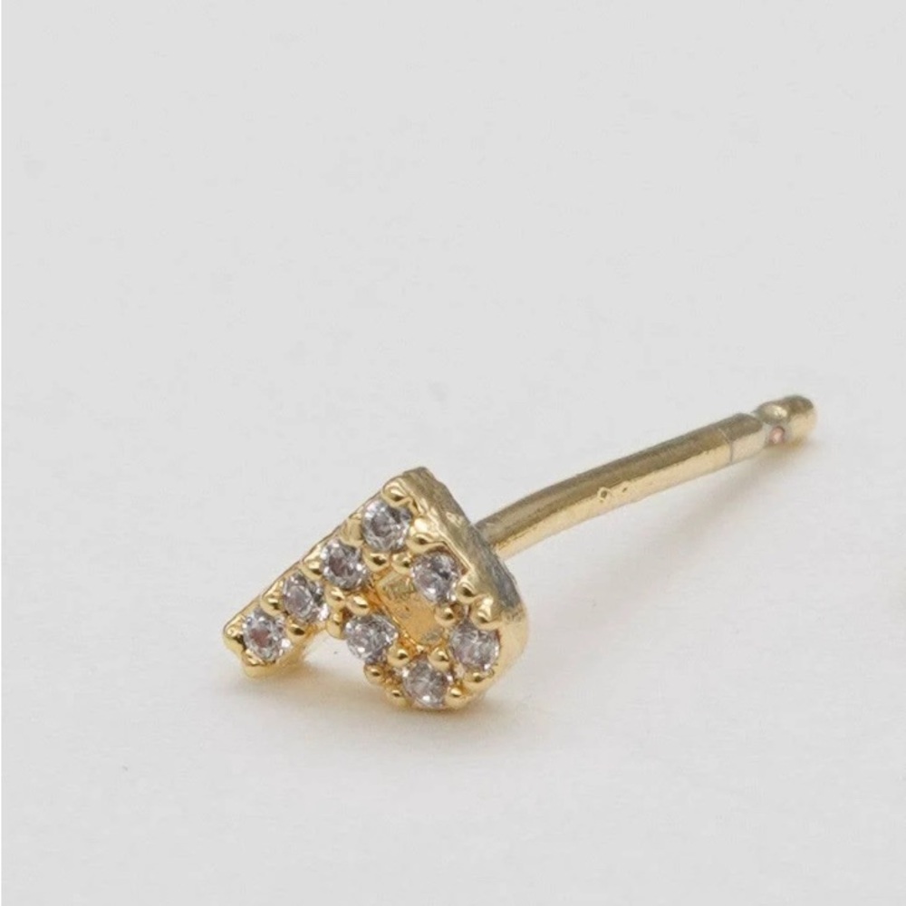 Anthropologie new Letter P Gold Diamond Stud Earring